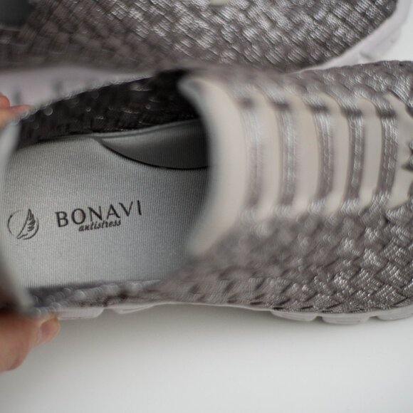 Bonavi Women’s Antistress Silver Woven Stretch Slip-On Shoes 6.5 US Lightweight - Picture 9 of 10